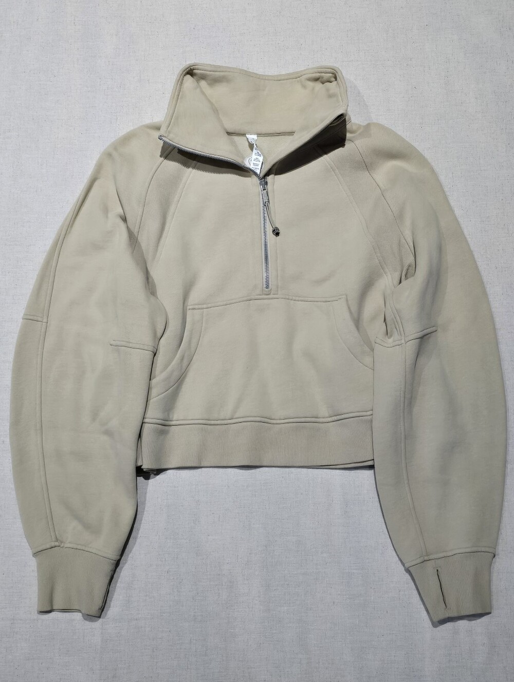 Lululemon Womens Funnel Neck Scuba Half Zip Cream color Size M/L